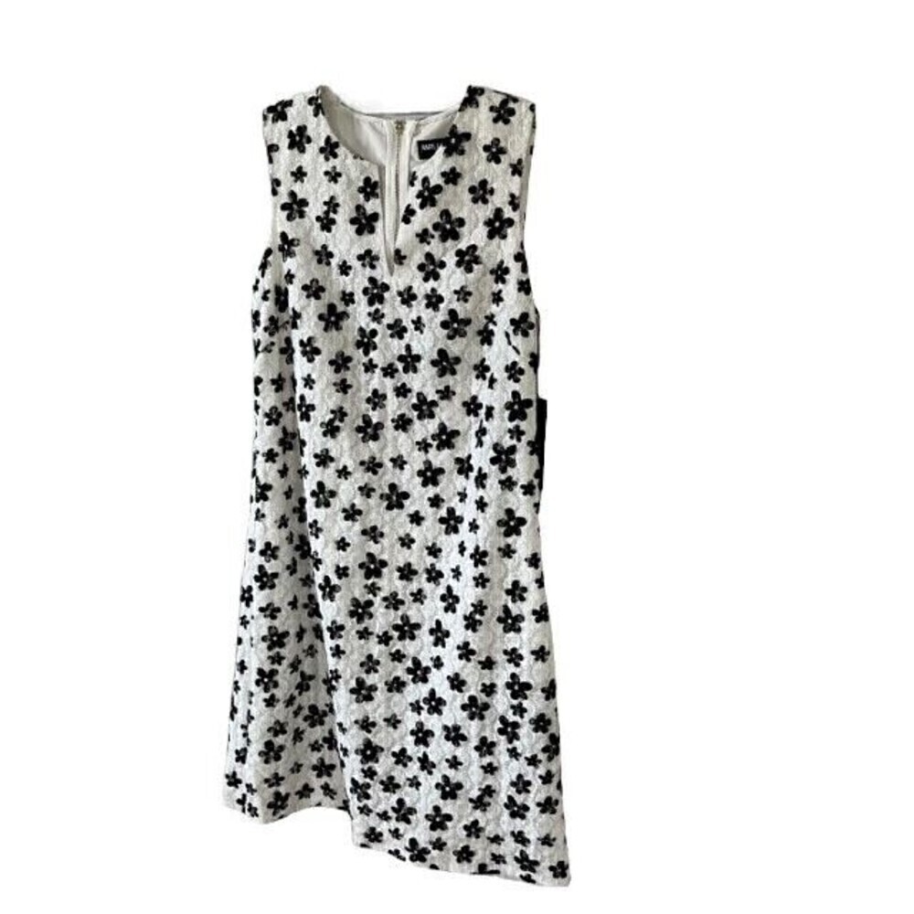Karl Lagerfeld Black White Floral Shift Dress NWT Size 6 - Picture 5 of 9